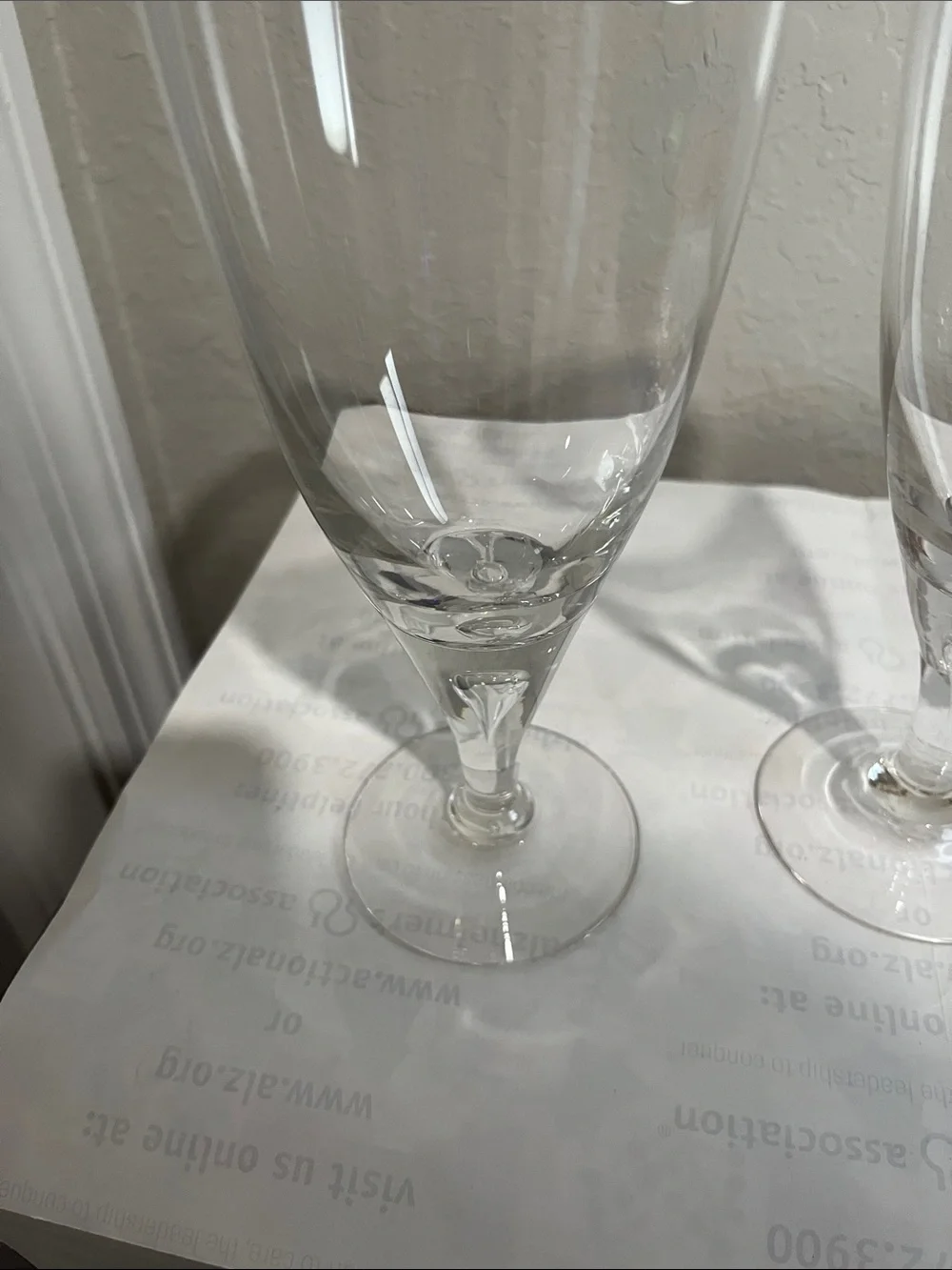 Fostoria Puritan Crystal Ice Tea Wine Glasses - Teardrop Stem Set of 2 VTG